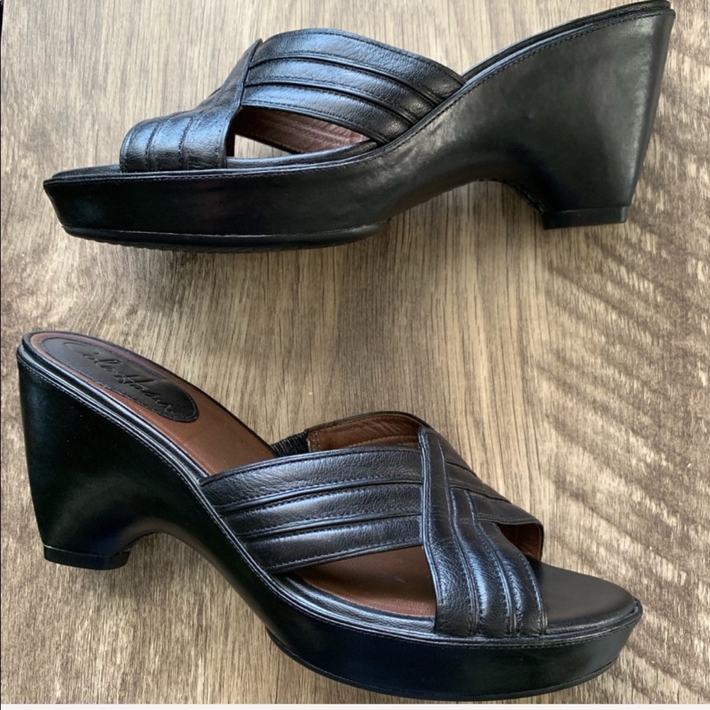 Cole Haan Black Slides Wedges 6